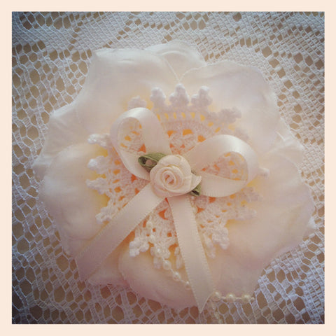 Baby girl lady ivory or white vintage flower non slip hair clip christening flower girl.clip26