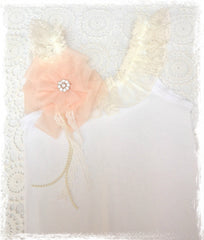 Baby to girl white, ivory & pink vintage inspired singlet tank top.SINGLET46