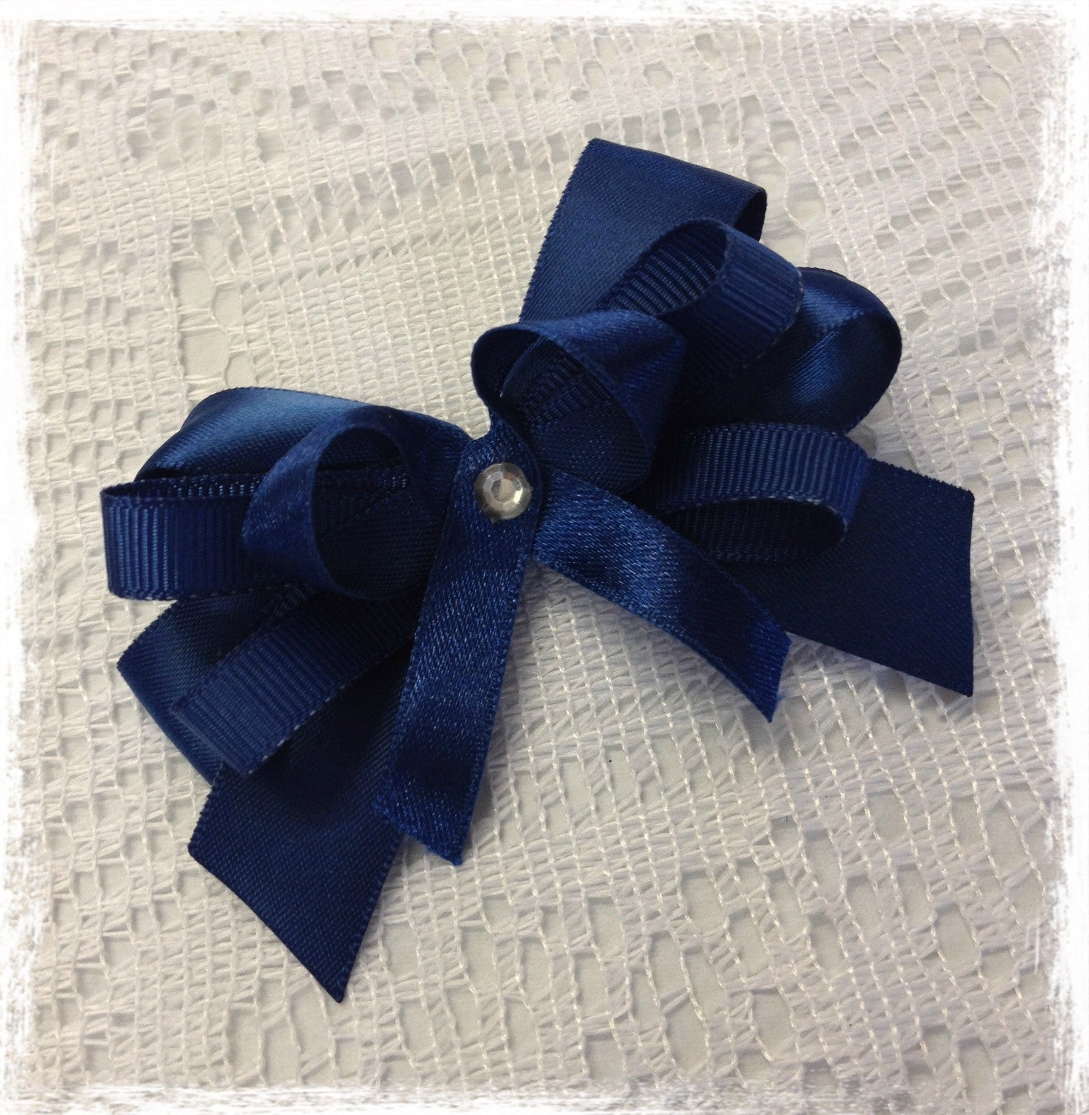 Baby & girl navy blue non slip ribbon hair clip. clip103