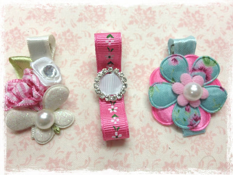Baby & girl white pink blue bow flower  non slip hair clips.clip68