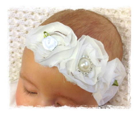 Baby, girl, lady white vintage christening flower girl bridal fascinator lace flower headband  FLHD42
