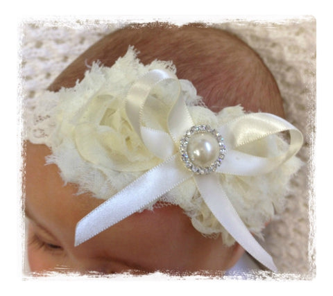 baby, girl, lady white ivory or baby pink vintage christening flower girl bridal fascinator headband FLHD45