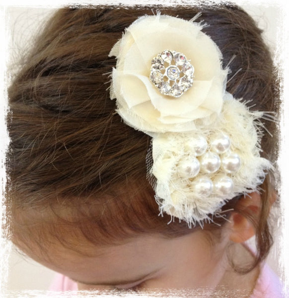 Baby & Girl Ivory Pearl Hair Clip - Clip74