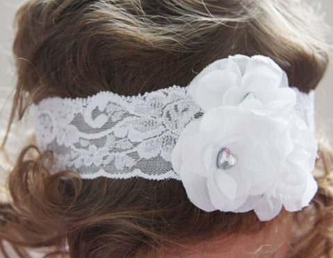 baby, girl, lady white or ivory vintage christening flower girl bridal fascinator flower headband  FLHD10
