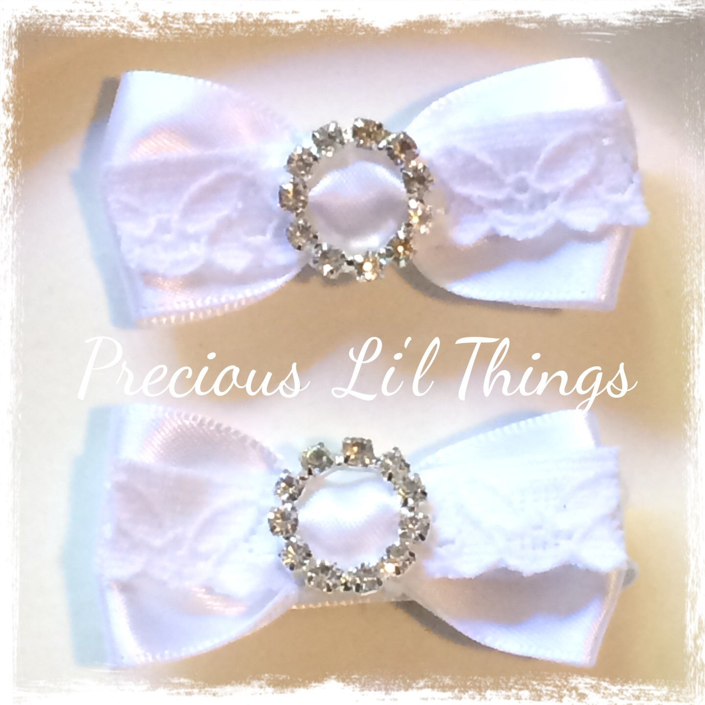 white or ivory lace bow clip