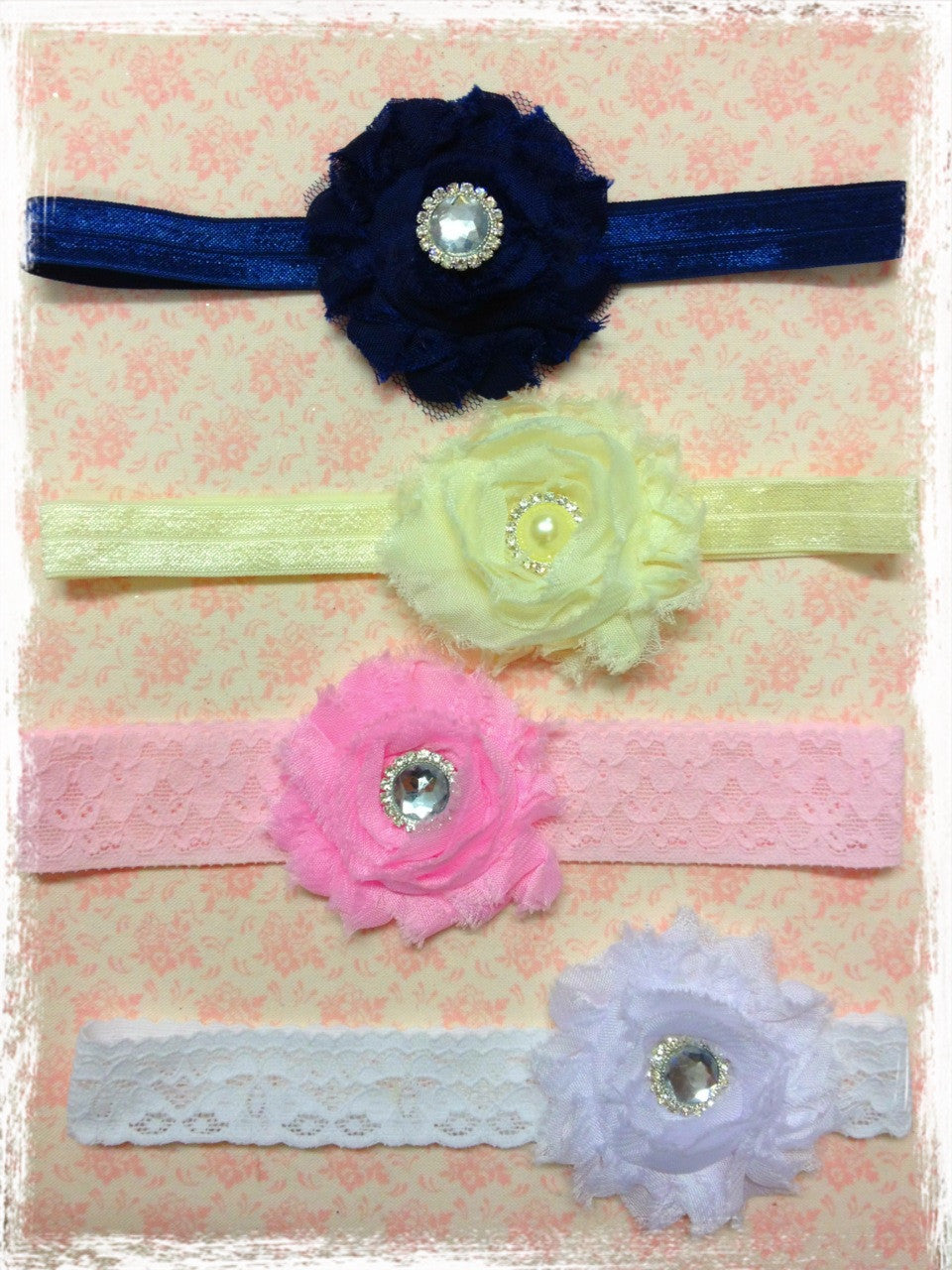 Baby & girl shabby flower headband. BRGN08