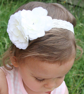 baby, girl, lady white or ivory christening flower girl bridal fascinator flower headband FLHD15