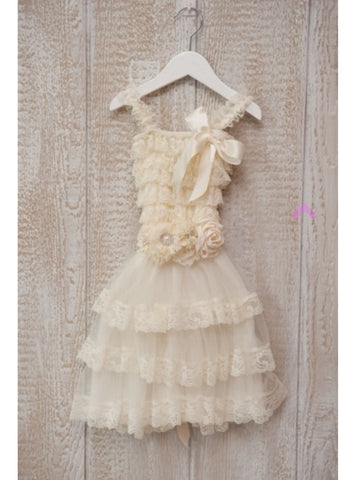 VINTAGE BABY TO GIRL LACE IVORY DRESS