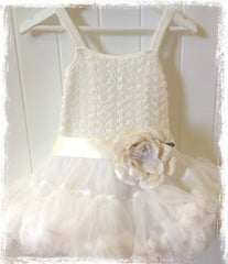 Baby & girl white or light ivory pettiskirt tutu dress. TUFW80