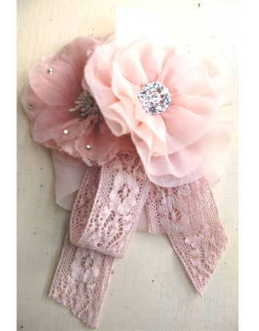 pink net flower brooch/clip
