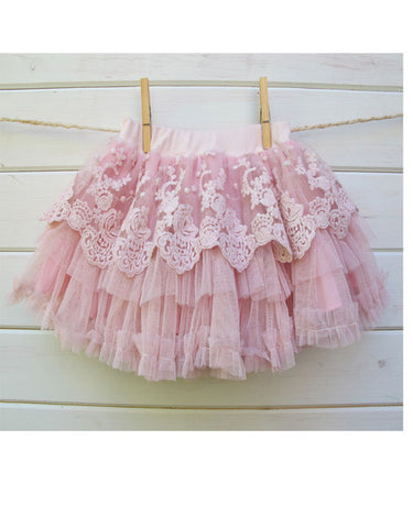 Baby & Girl Pink or Ivory lace Layered Tutu