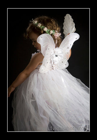 Baby, Girl, Lady, White fairy wings with white or ivory peonie flowers. Wings01