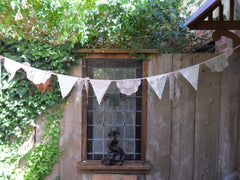 VINTAGE IVORY LACE CROCHET FLORAL BUNTING