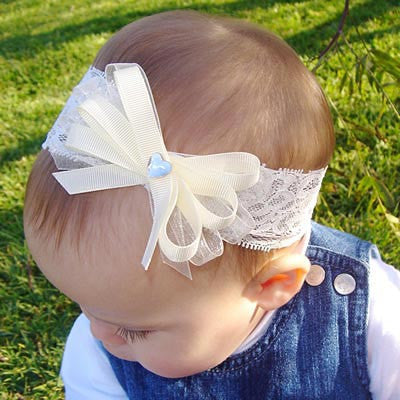 Baby, girl, lady white or ivory christening flower girl bridal fascinator vintage bow headband
