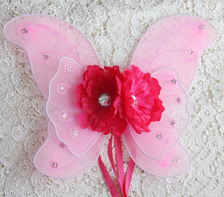 baby, girl, lady pink fairy wings with baby pink or hot pink peonie flowers. Wings02
