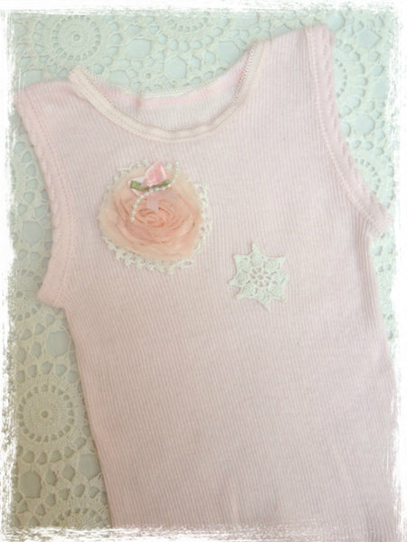 Baby to girl pink vintage inspired singlet tank top.SINGLET38