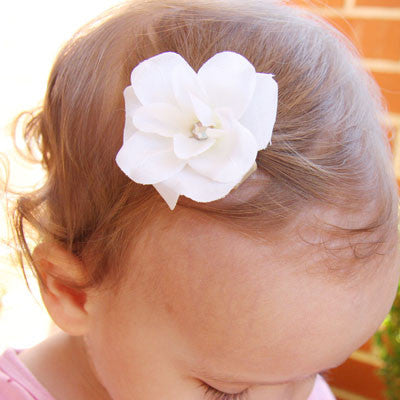 Baby & girl ivory or white rose hair clip - Clip27