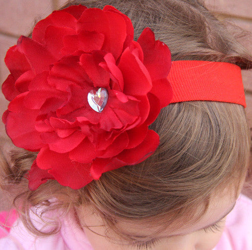 Peonie flower headband-CHOOSE COLOURS BRGN05