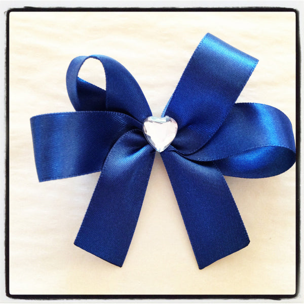 Baby & girl school navy blue satin bow non slip hair clip.clip47