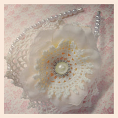 girl & lady ivory or white vintage christening flower girl bridal fascinator pearl flower headband FLHD19