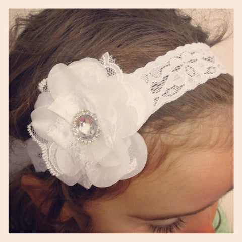 Baby, girl, lady white, ivory or pink vintage christening flower girl bridal fascinator lace flower headband  FLHD16