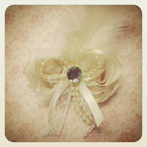 Baby girl lady white ivory or pink vintage  flower non slip hair clip christening flower girl.clip41