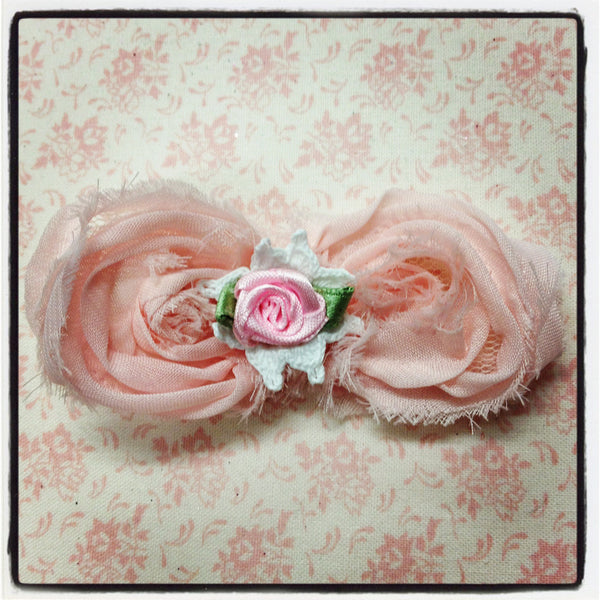Baby girl lady white ivory or pink vintage  flower non slip hair clip christening flower girl.clip40