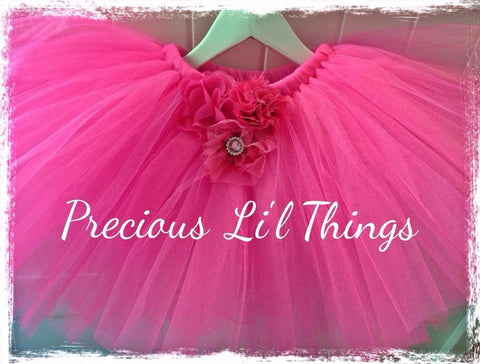 Hot pink vintage Baby & Girl Fluffy Floral Fairy Tutu Skirt