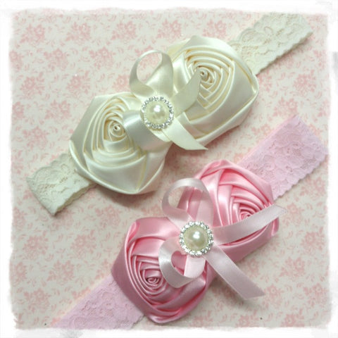 Baby, girl, lady white, baby pink or ivory vintage christening flower girl bridal fascinator headband FLHD44