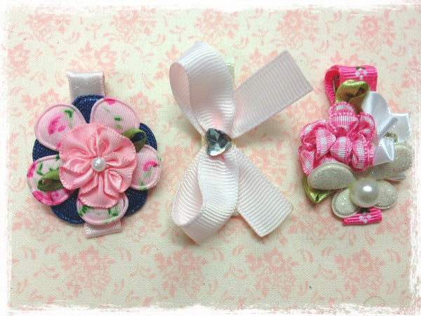 Baby & girl white blue pink bow flower non slip hair clips.clip70