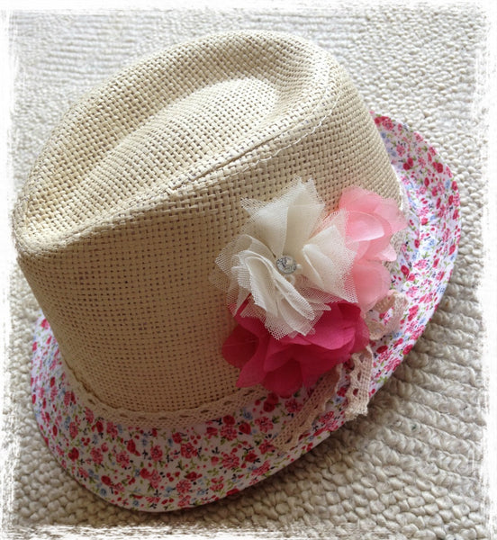 Floral fedora girl hat. HAT06