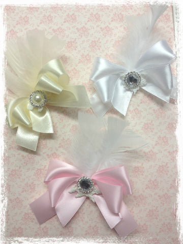 Baby & girl white ivory or pink vintage bow hair clip christening flower girl.clip76