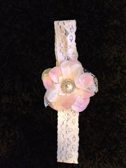 Baby, girl, lady white, ivory or pink vintage christening flower girl bridal fascinator lace flower headband  FLHD16