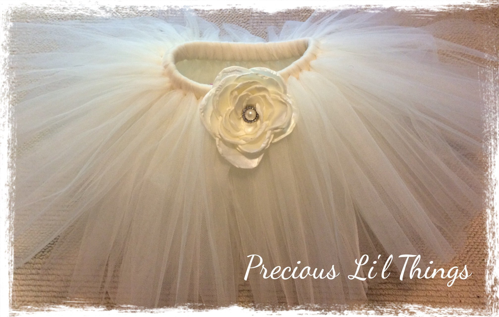 Baby & girl ivory rose flower girl tutu skirt