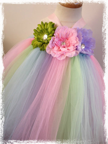 Baby & girl pastel floral flower girl fairy tutu dress TUFW73
