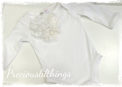 White baby long or short sleeve onesie romper