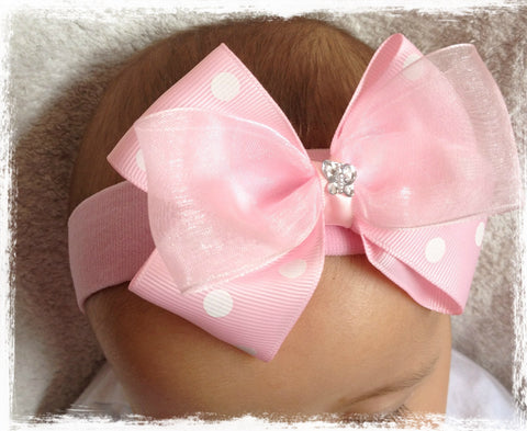 baby, girl & lady white pink fascinator bow headband
