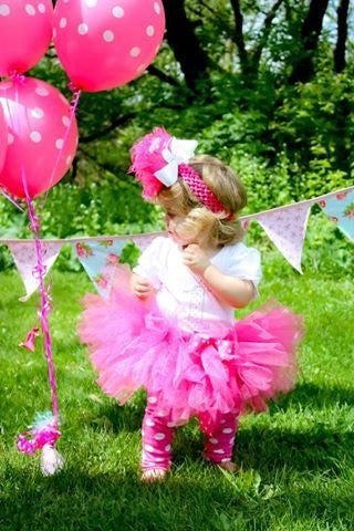Baby & girl hot pink fluffy bow fairy tutu skirt