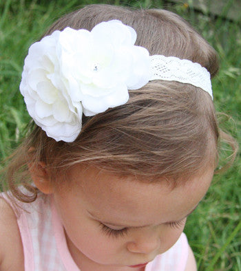baby, girl, lady white or ivory christening flower girl bridal fascinator flower headband  FLHD15