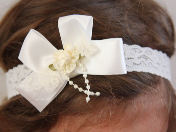 Baby, girl, lady ivory white pink christening flower girl bridal fascinator vintage bow flower headband