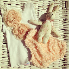 Baby to girl ivory & white vintage inspired singlet tank top.SINGLET24