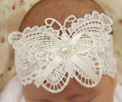 Baby, girl, lady white or ivory christening flower girl bridal fascinator vintage bow butterfly headband