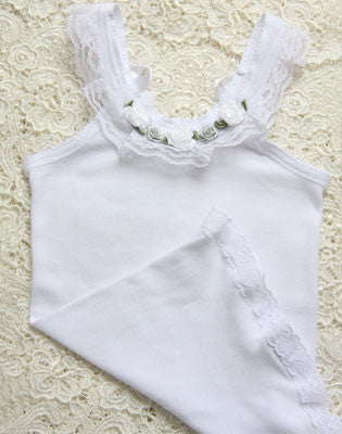 Baby to tween white & silver floral singlet tank top.SINGLET15