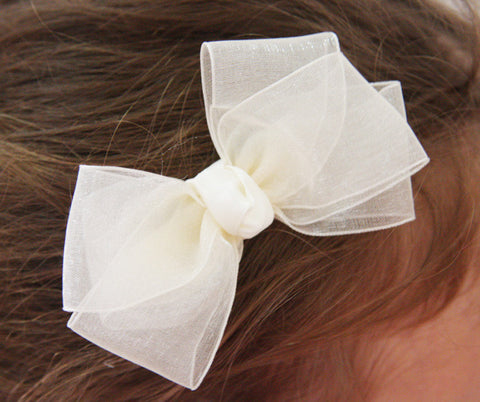 Baby & Girl Flower girl and Christening Organza & Satin Bow Hair Clip - Clip05