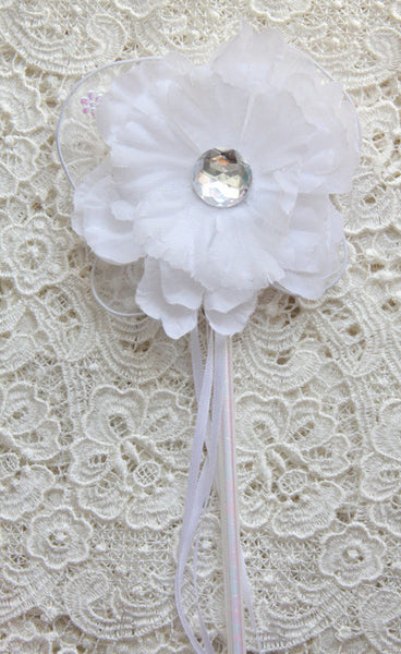 White or ivory peonie flower fairy wand. Wand05