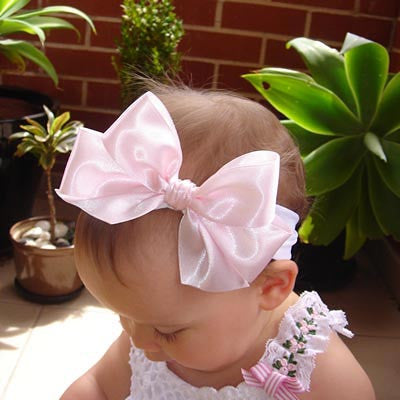 baby, girl, lady white pink or ivory christening flower girl bridal fascinator satin bow headband