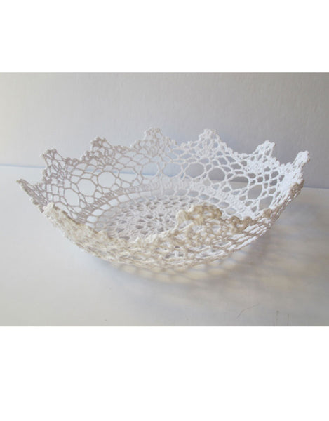 Crochet white basket