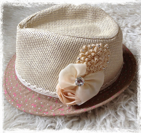 Floral fedora toddler girl to lady hat. HAT01