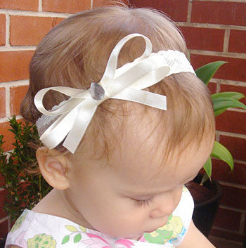 Baby, girl, lady ivory or white christening flower girl bridal fascinator vintage bow headband