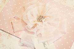 Baby girl lady white or peach organza vintage flower hair clip & brooch christening flower girl. bridal clip73